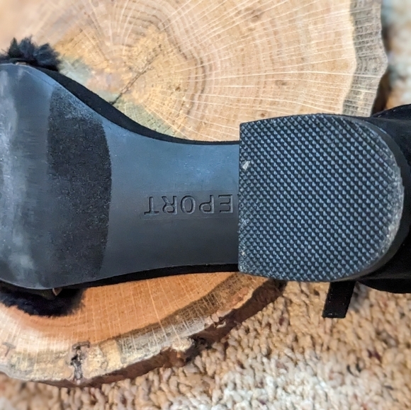 HOLIDAY Sexy Suede & Faux Fur Heel with Ankle Strap Sliver Buckle EUC! SZ 8.5 - Picture 7 of 11